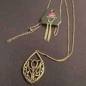 Papparazzi copper tone necklace and earring set